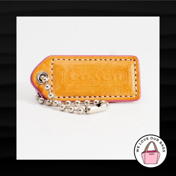 2" Medium COACH TAN SADDLE PINK LEATHER KEY FOB BAG CHARM KEYCHAIN HANGTAG TAG - Picture 1 of 2